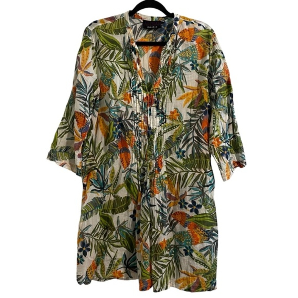 KIKISOL Tropical Print Cotton Gauze Tunic Size Extra Large